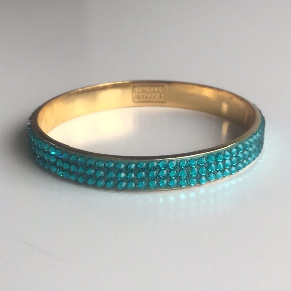 kate spade Jewelry - Kate Spade Gold and teal turquoise jewel rhinestone Crystal bangle Bracelet